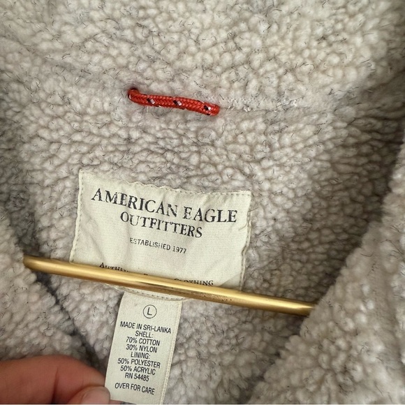 Vtg Y2K American Eagle men’s Sherpa lined utility cargo vest army green large - Picture 3 of 6